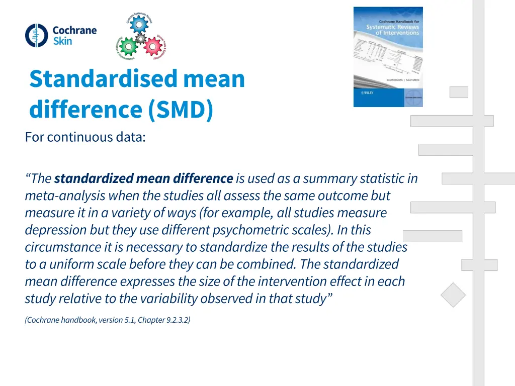 standardised mean difference smd for continuous