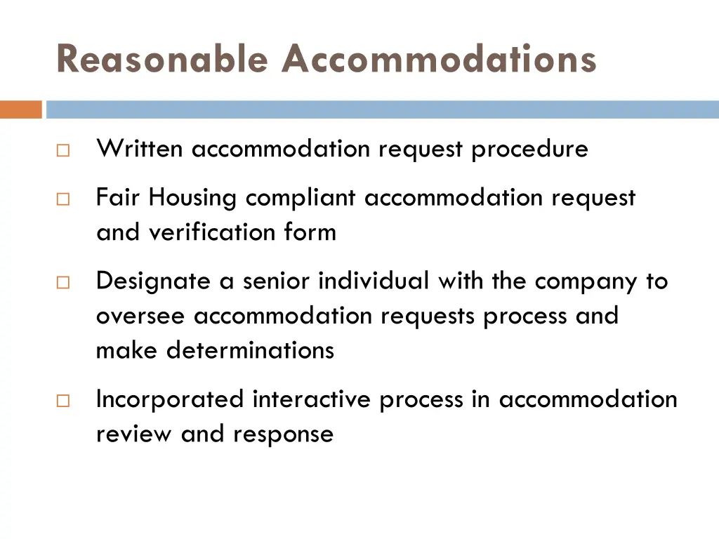 reasonable accommodations