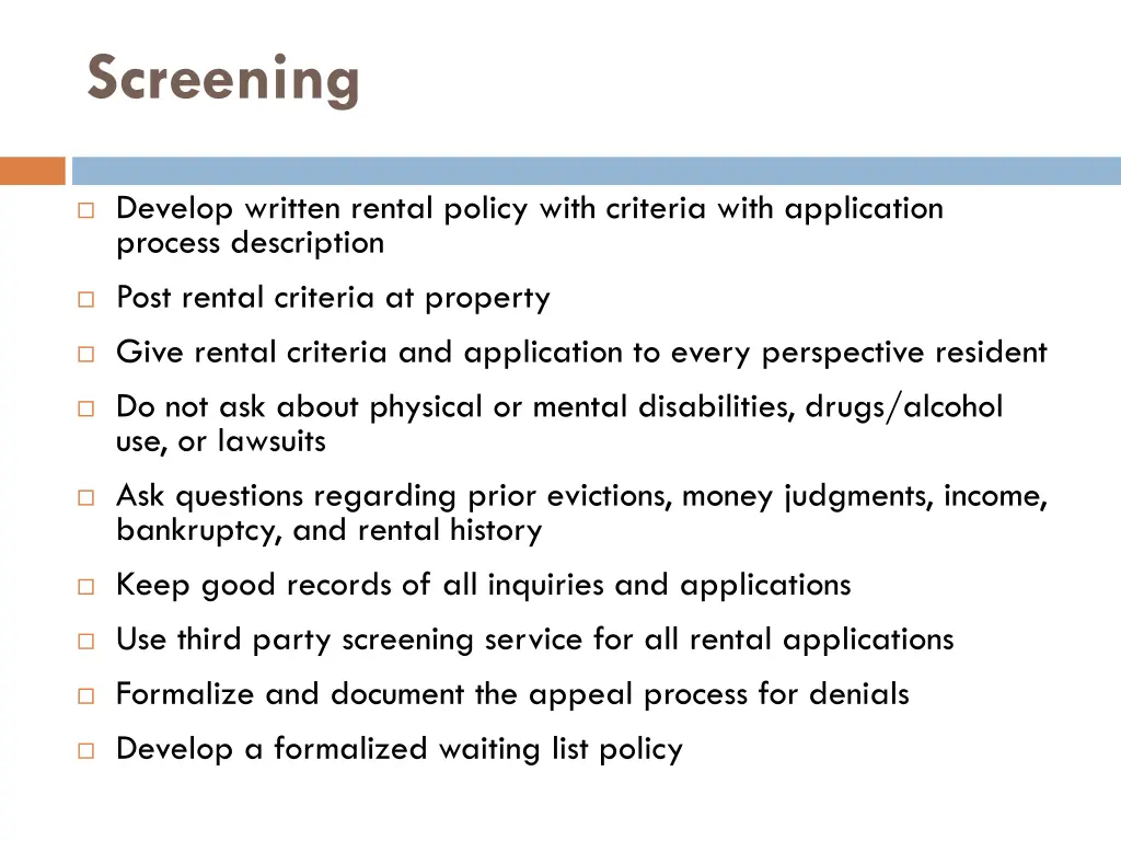 screening
