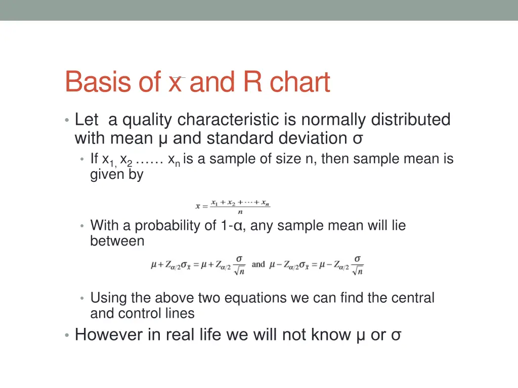basis of x and r chart