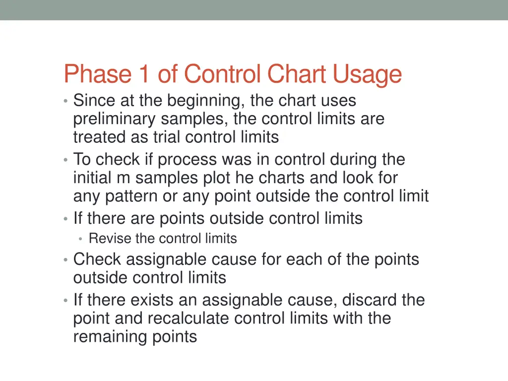 phase 1 of control chart usage since