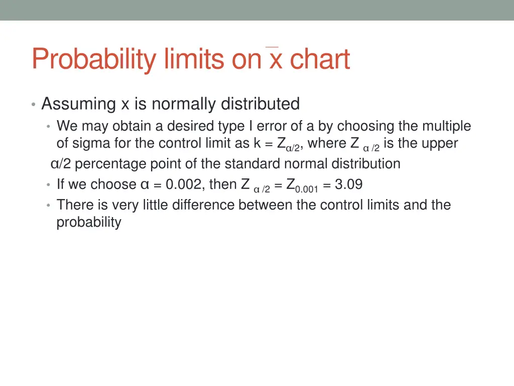 probability limits on x chart 1