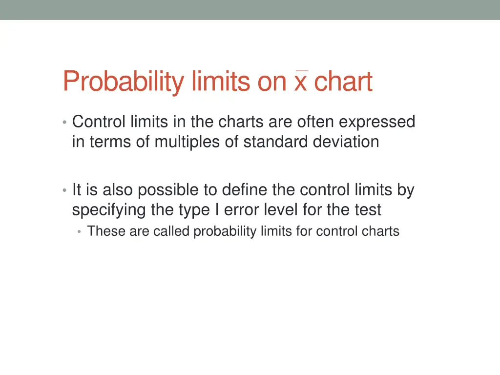 probability limits on x chart