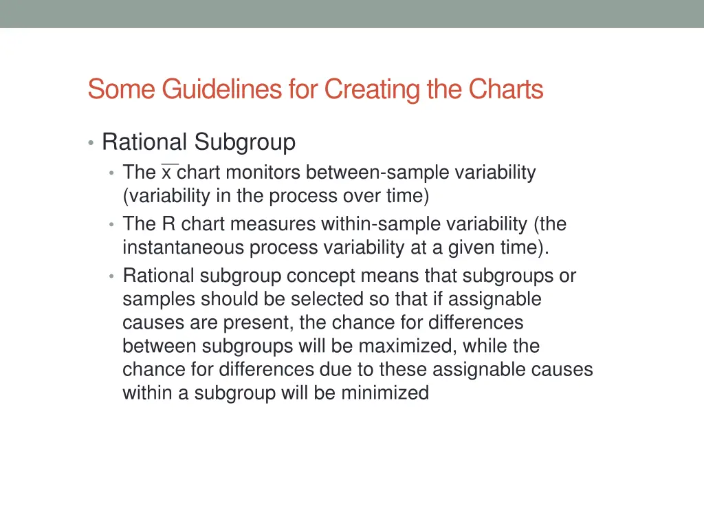 some guidelines for creating the charts