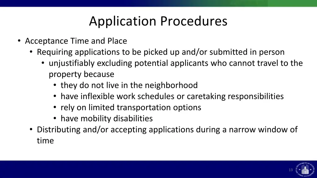 application procedures