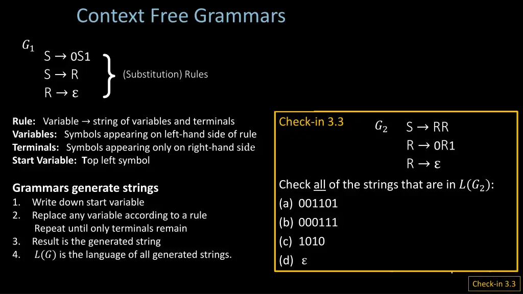 context free grammars
