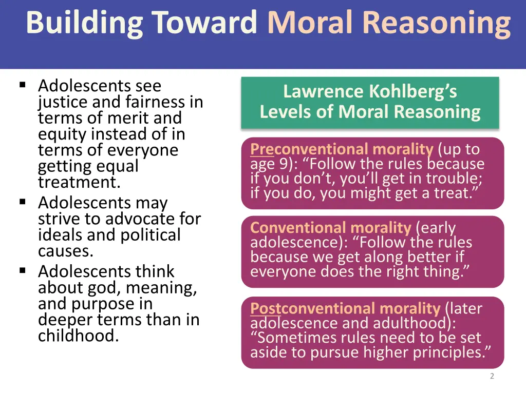 building toward moral reasoning