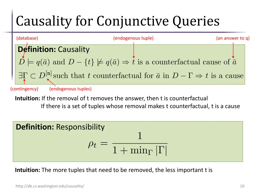 causality for conjunctive queries
