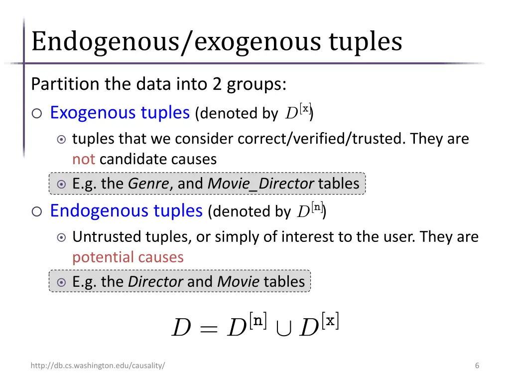 endogenous exogenous tuples