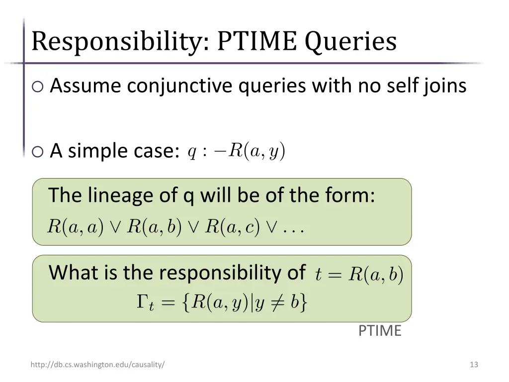 responsibility ptime queries