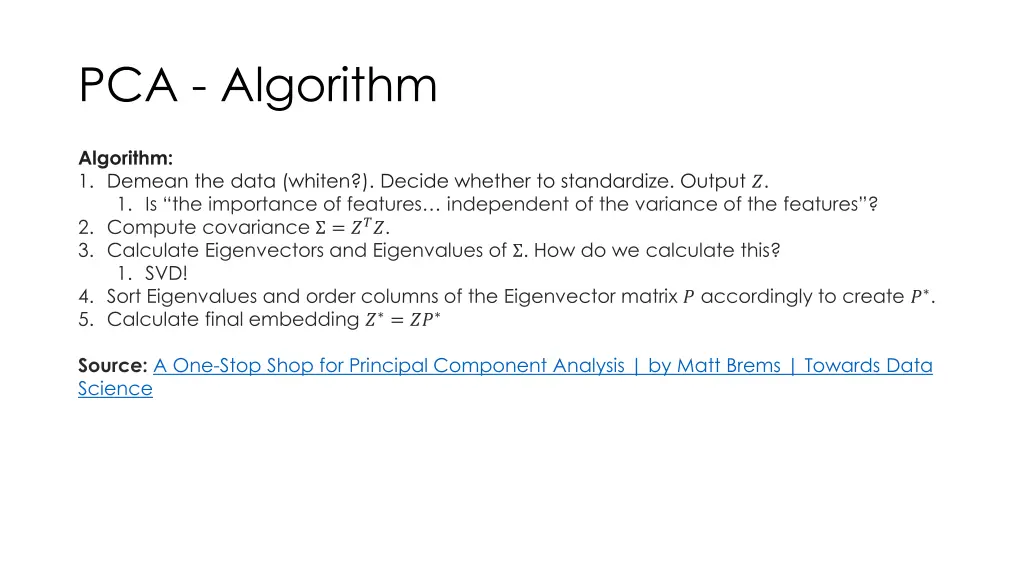 pca algorithm