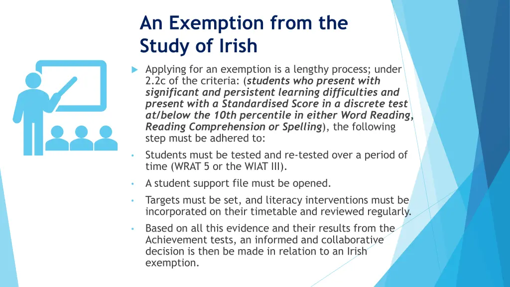 an exemption from the study of irish 1