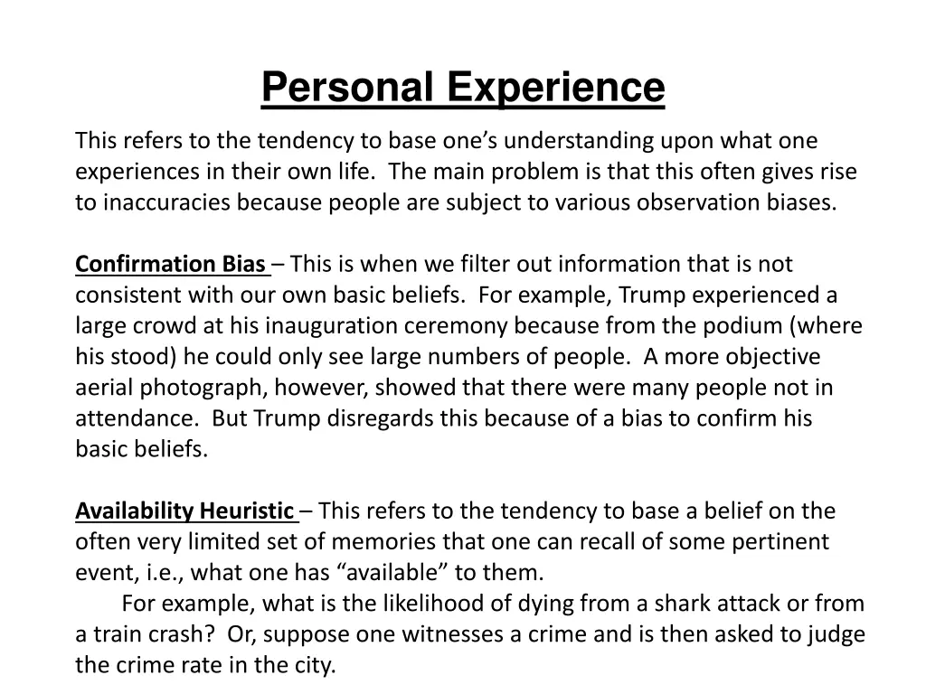 personal experience