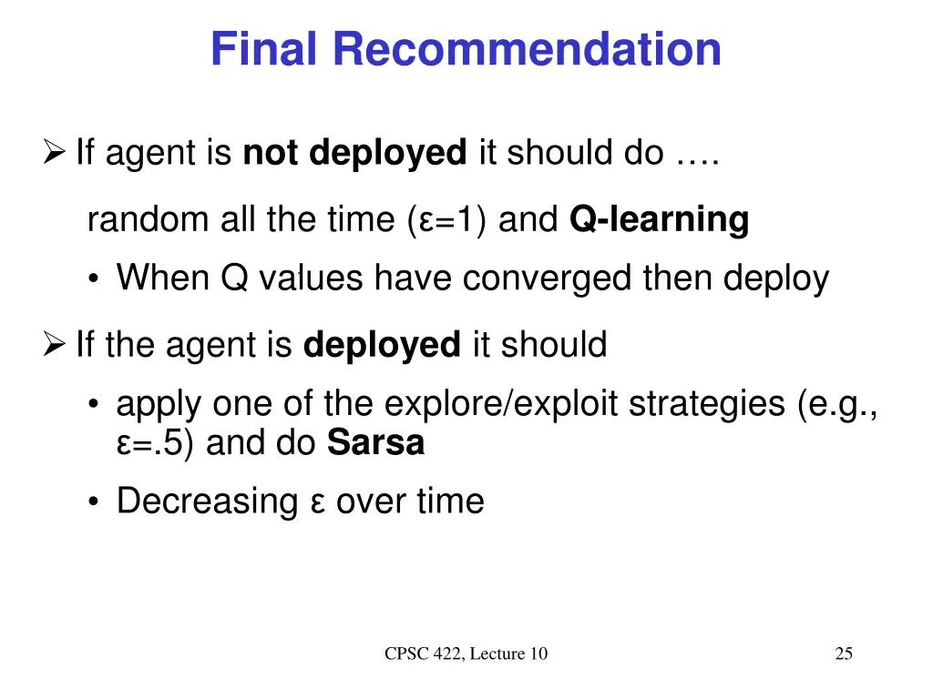 final recommendation