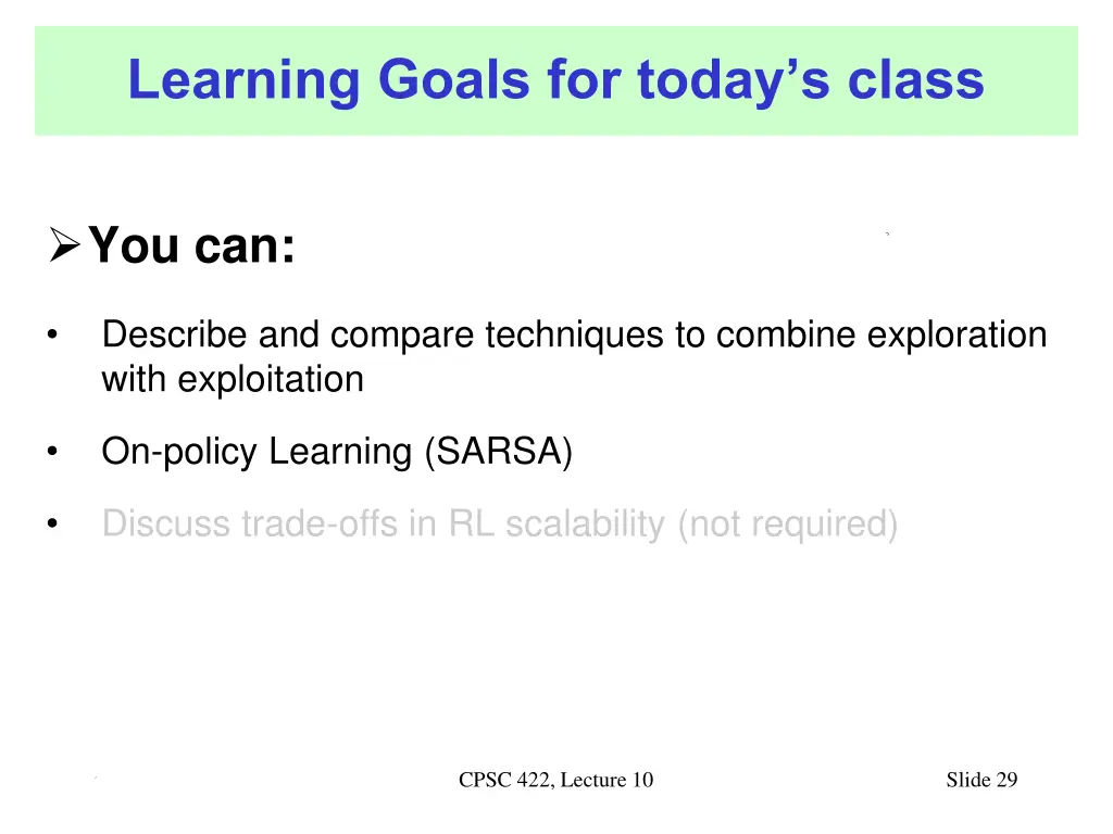 learning goals for today s class