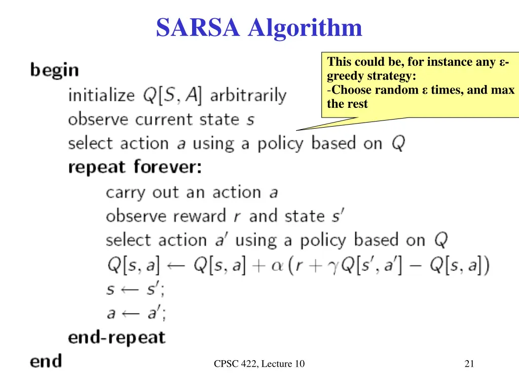 sarsa algorithm