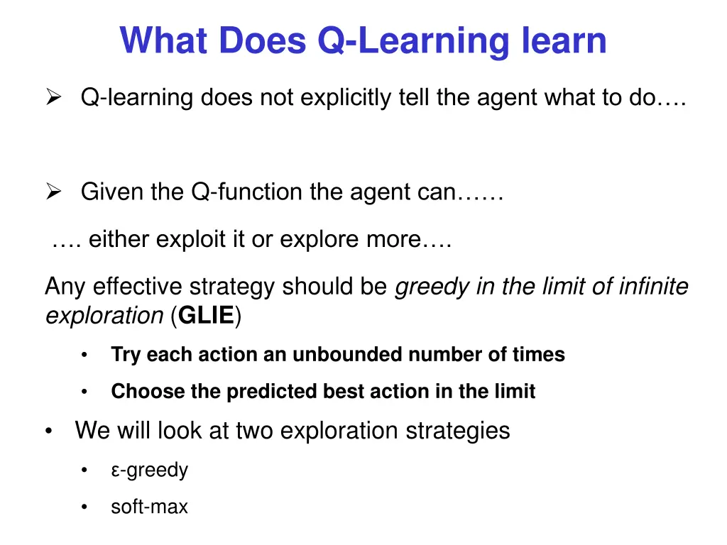 what does q learning learn