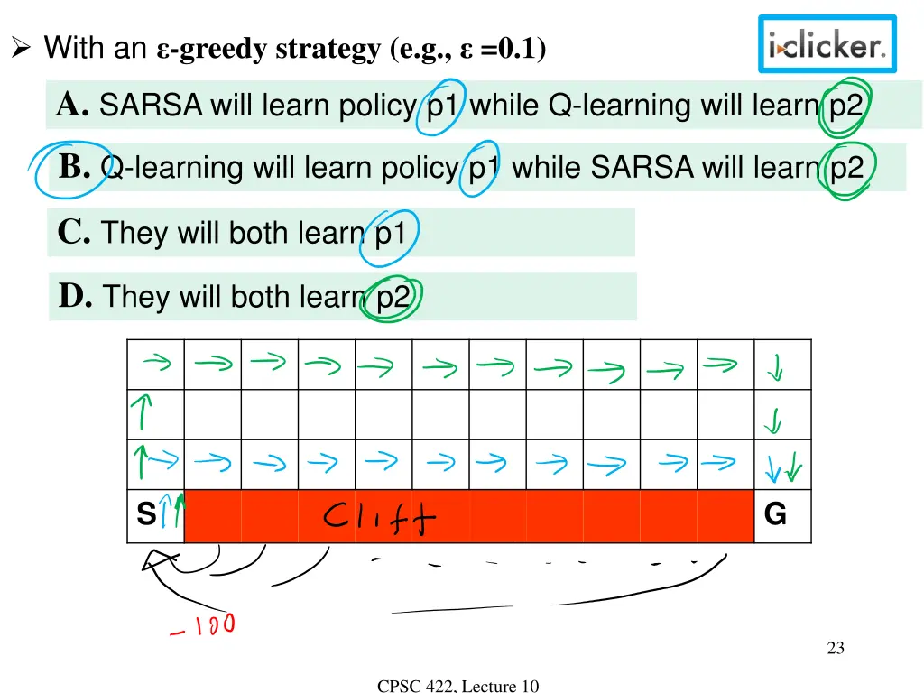with an greedy strategy e g 0 1 a sarsa will