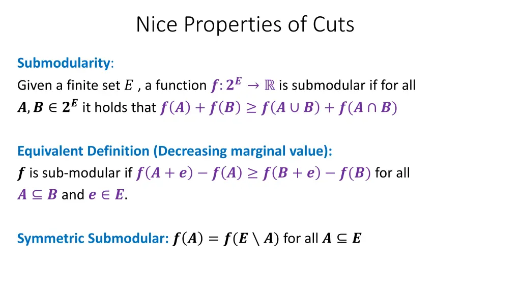 nice properties of cuts