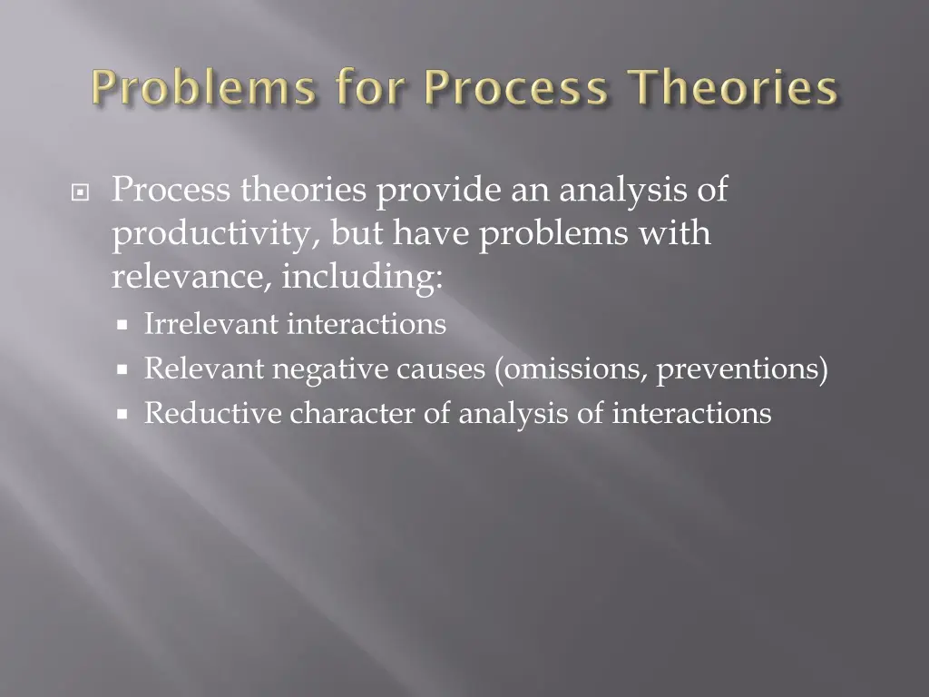 process theories provide an analysis