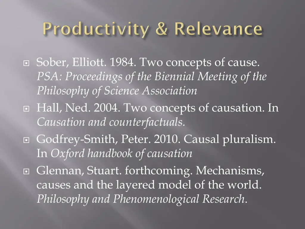 sober elliott 1984 two concepts of cause