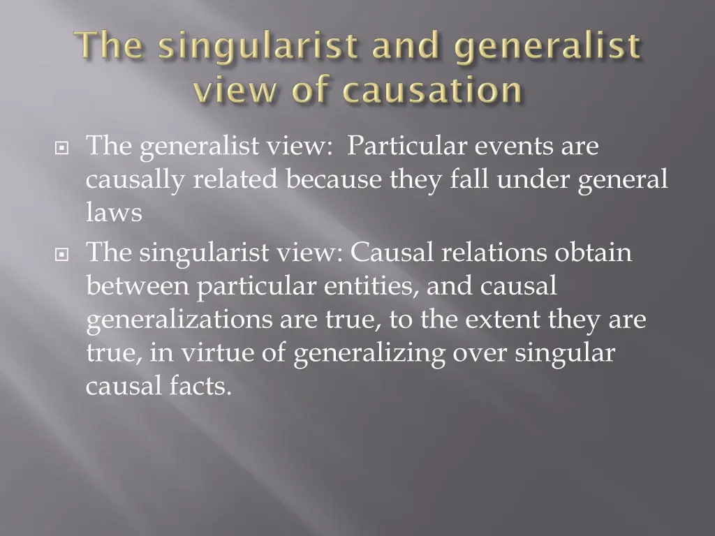 the generalist view particular events