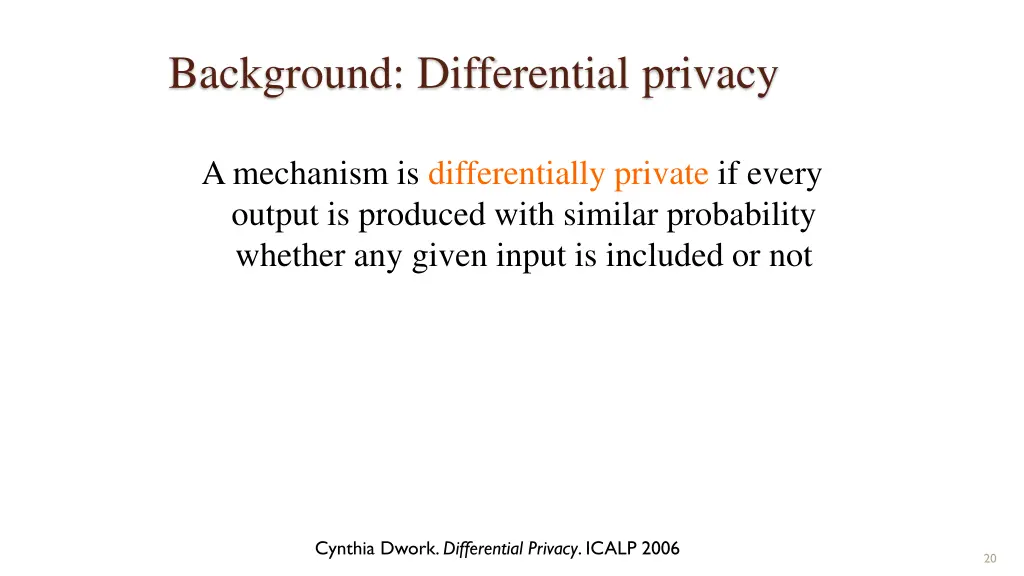 background differential privacy
