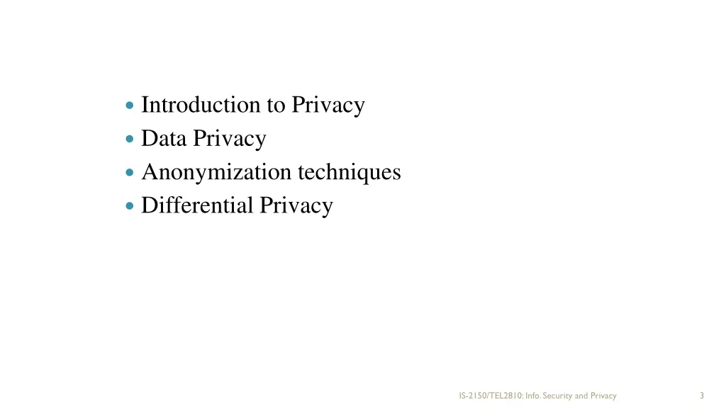 introduction to privacy data privacy