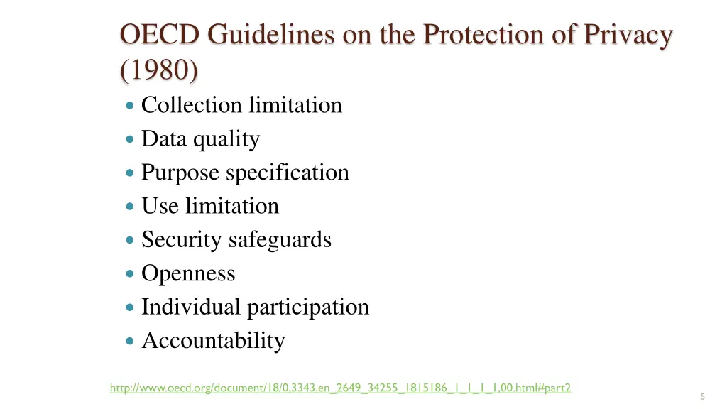 oecd guidelines on the protection of privacy 1980