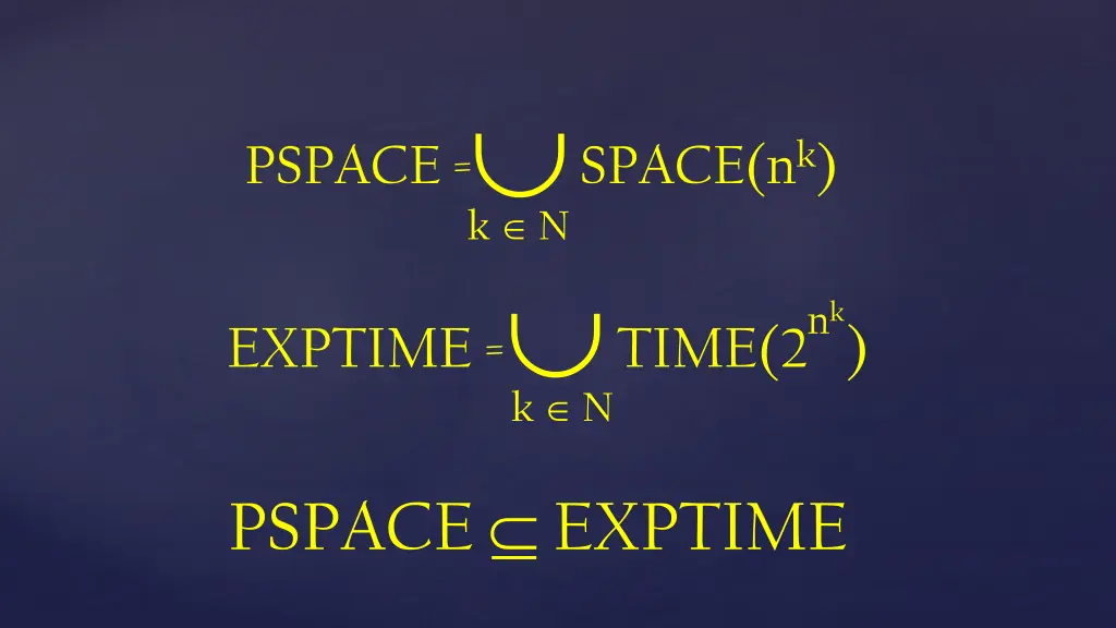 pspace space n k k n