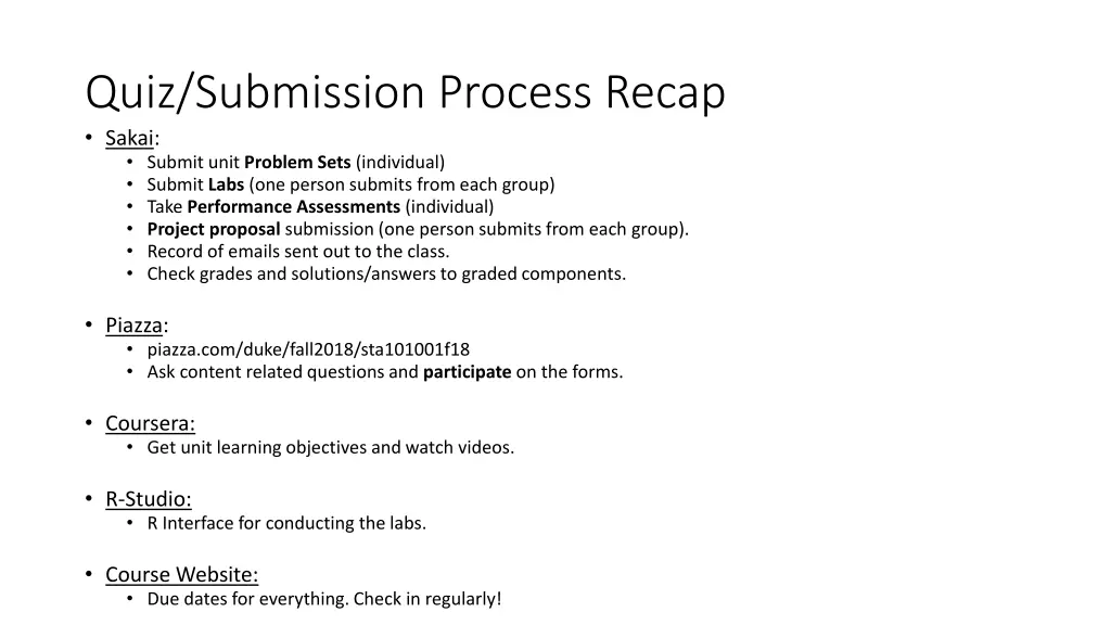 quiz submission process recap sakai submit unit