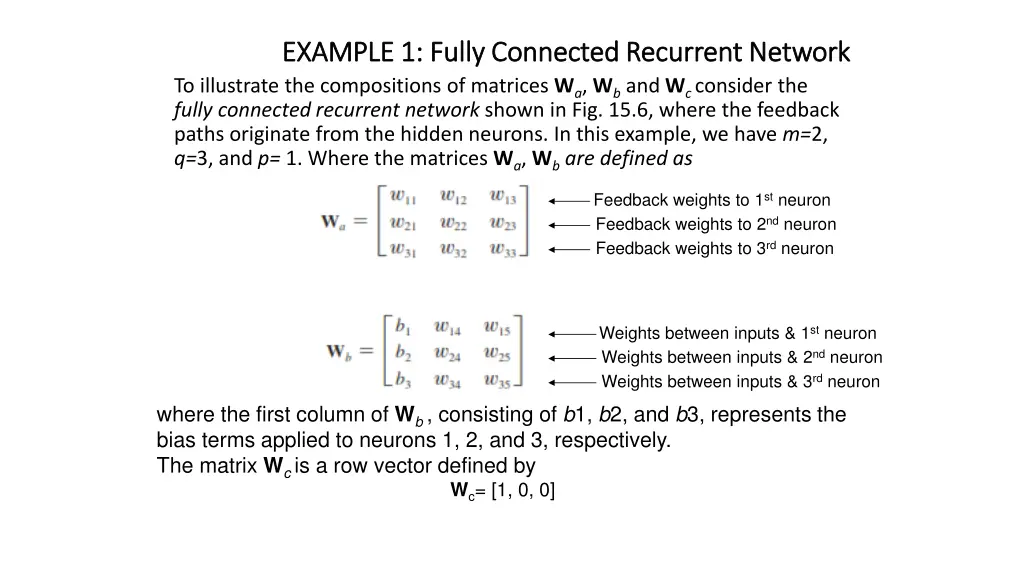example 1 fully connected recurrent network 1