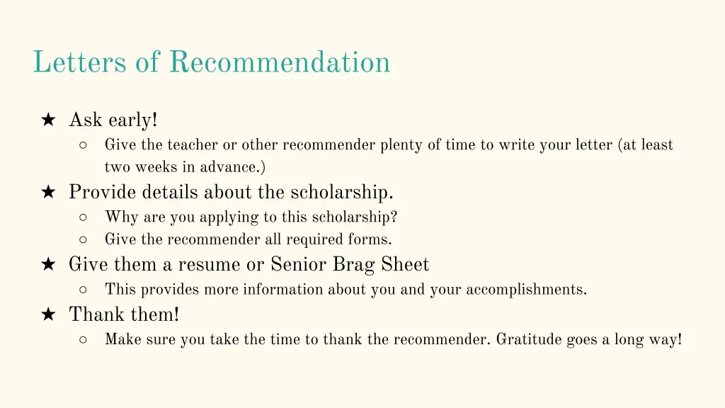 letters of recommendation