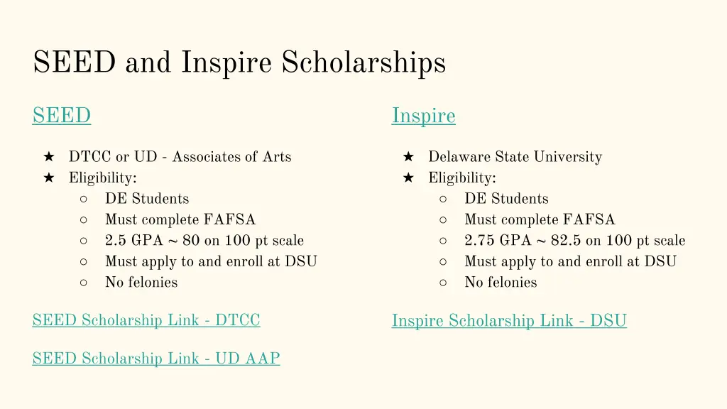 seed and inspire scholarships
