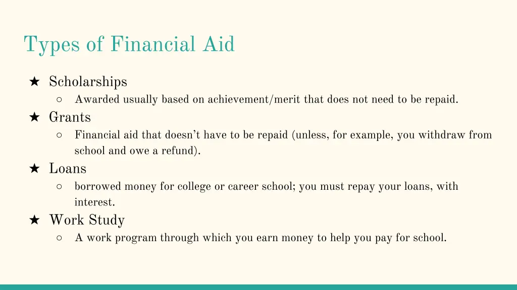 types of financial aid