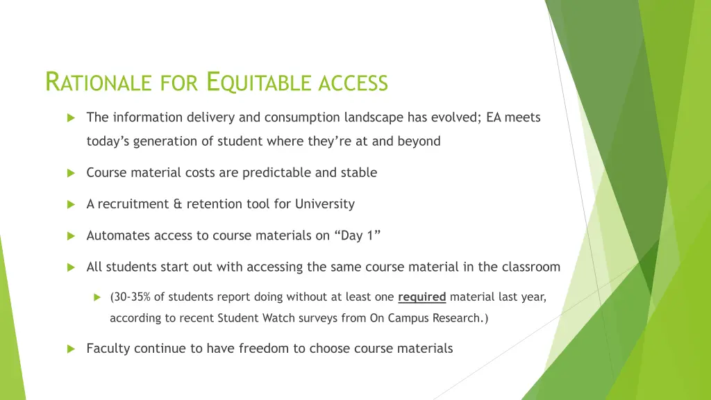 r ationale for e quitable access
