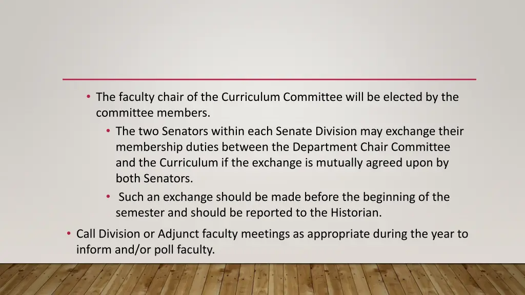 the faculty chair of the curriculum committee