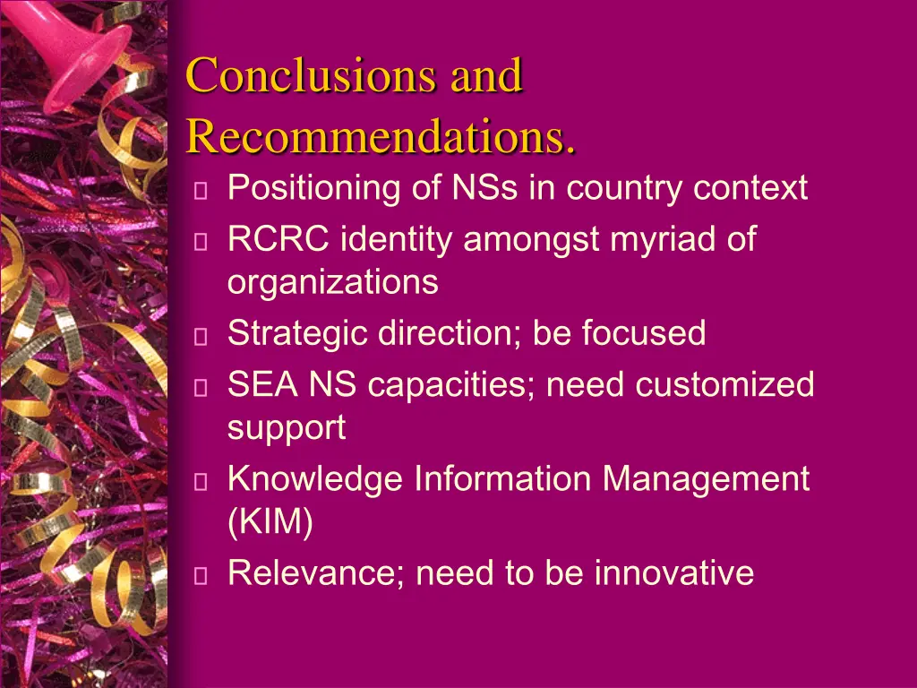 conclusions and recommendations positioning