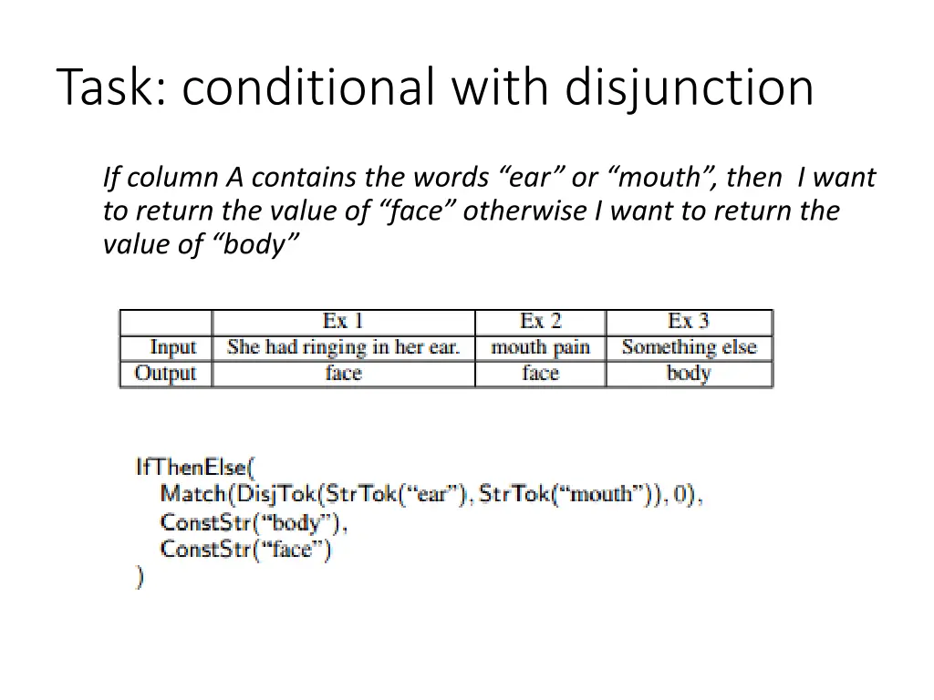 task conditional with disjunction