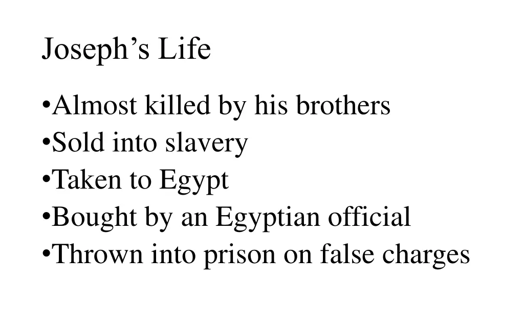 joseph s life