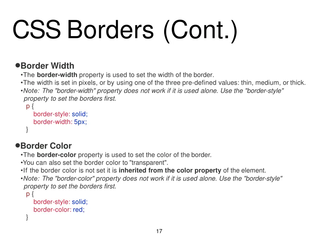 css borders cont