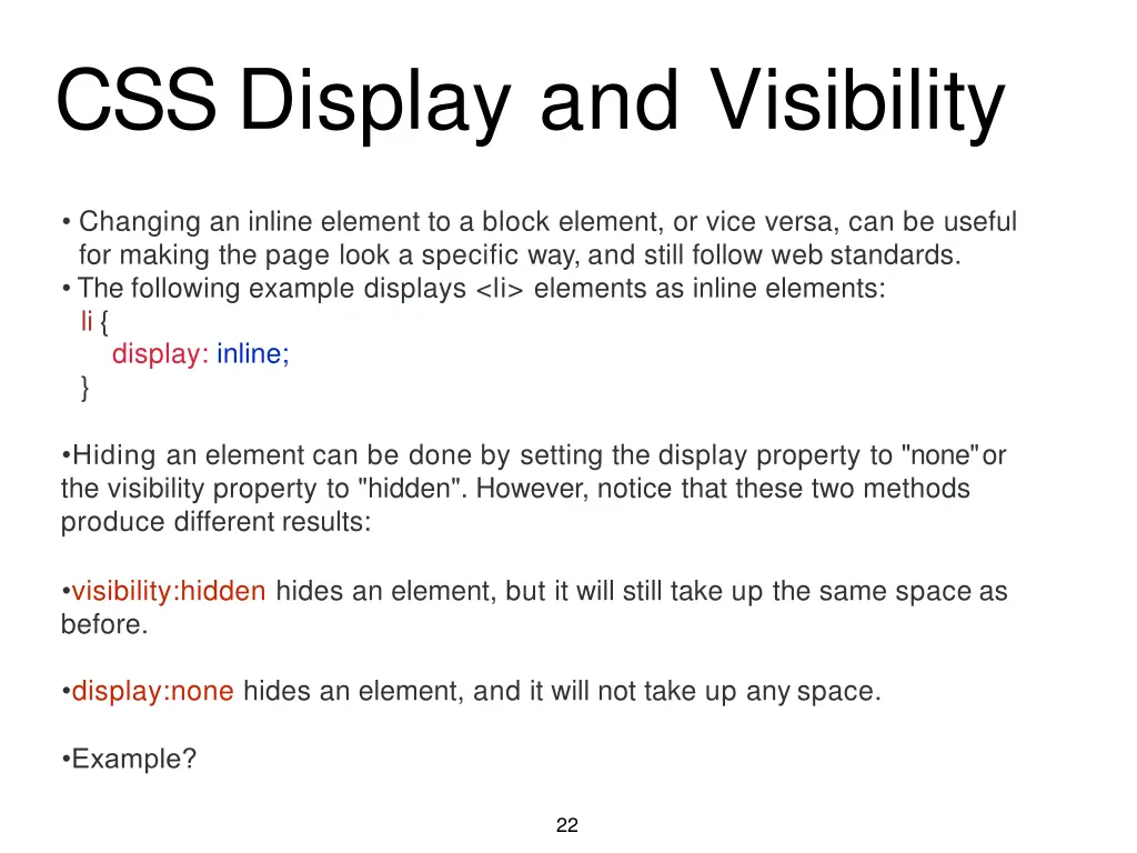 css display and visibility