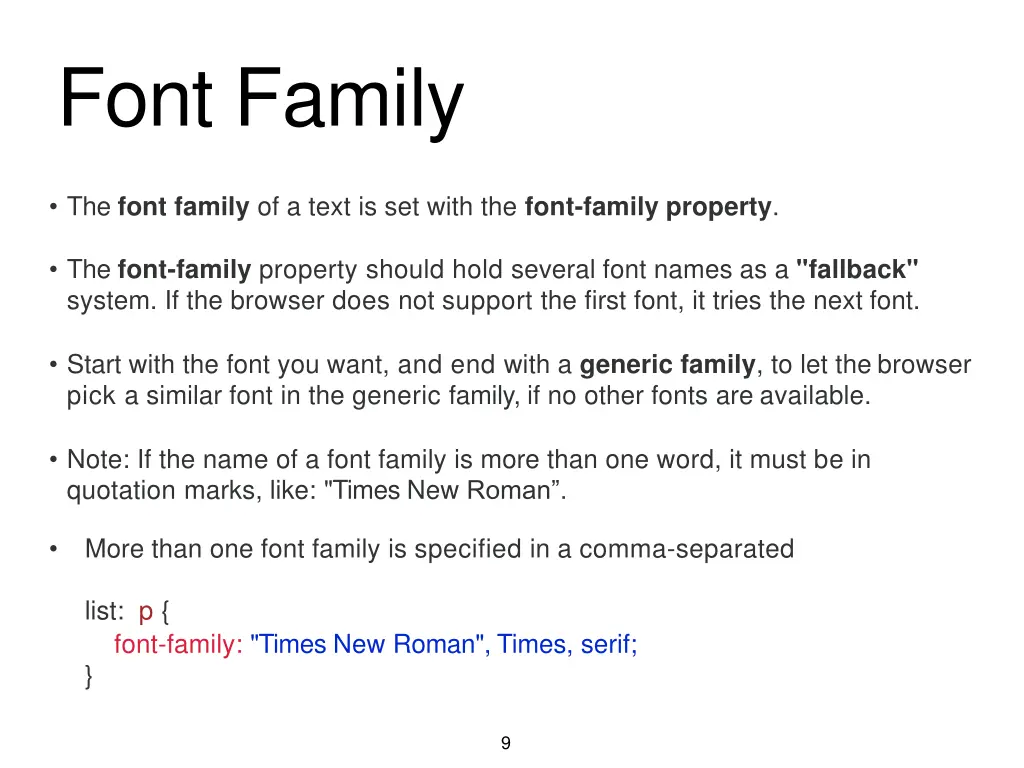 font family