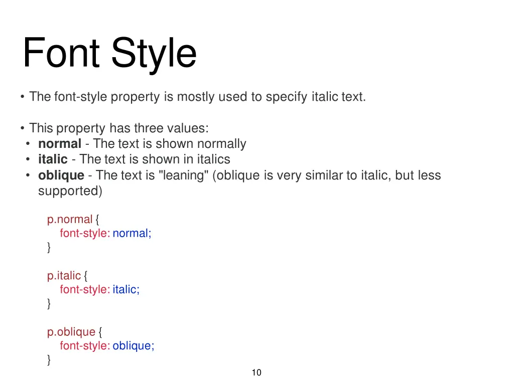 font style