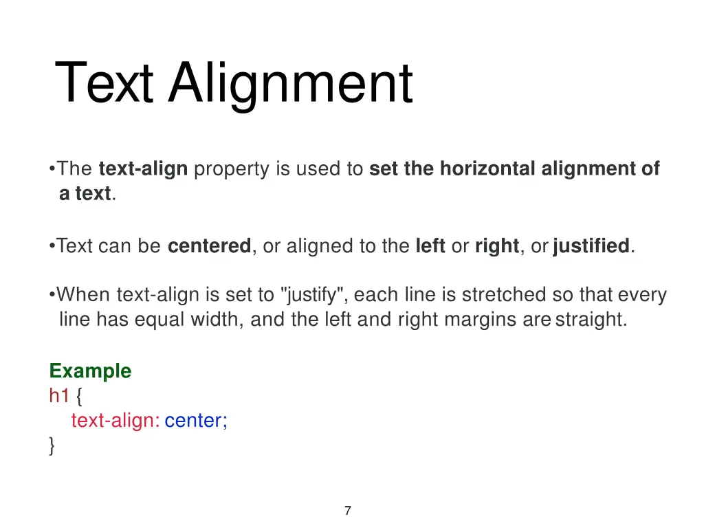 text alignment