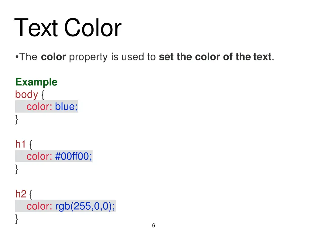 text color