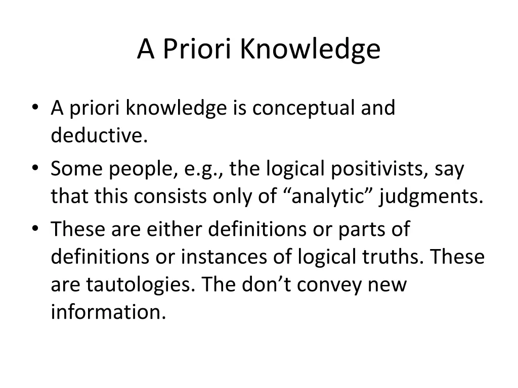 a priori knowledge
