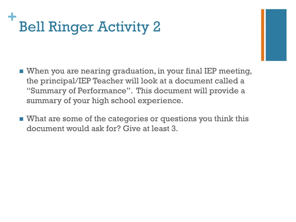 bell ringer activity 2