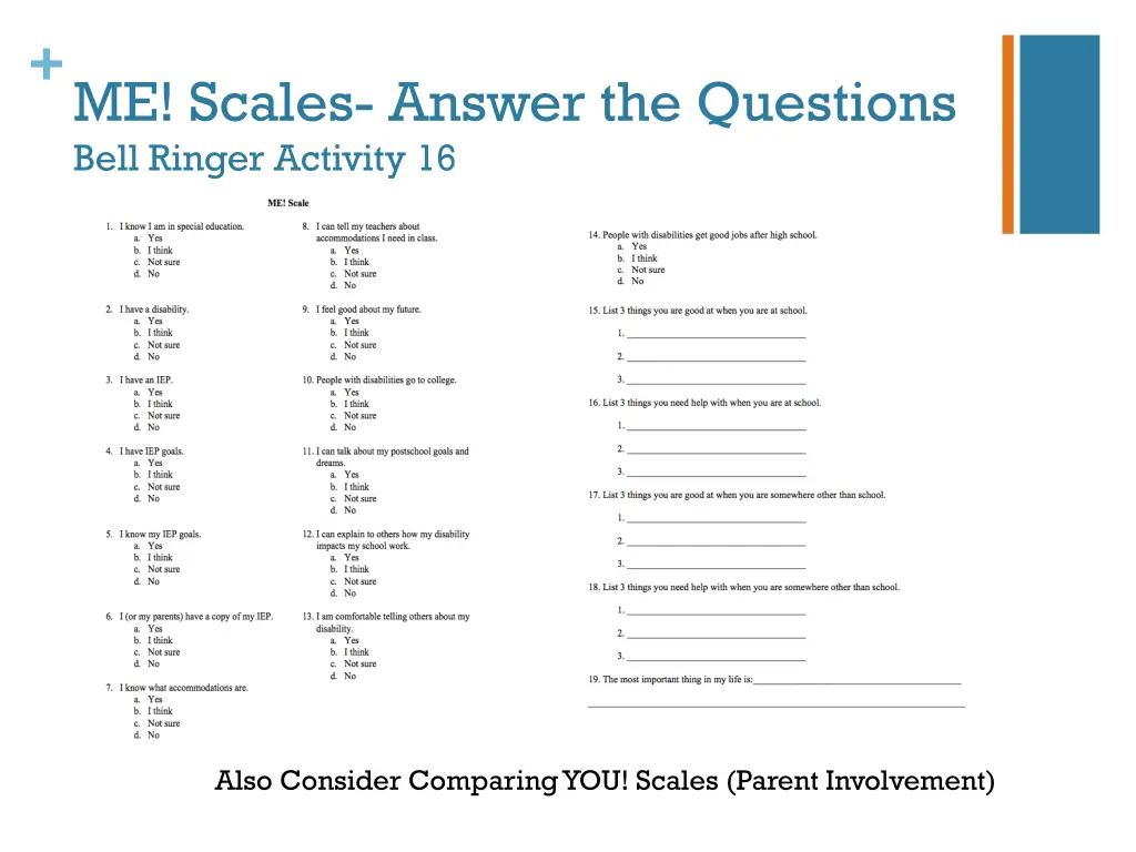 me scales answer the questions bell ringer