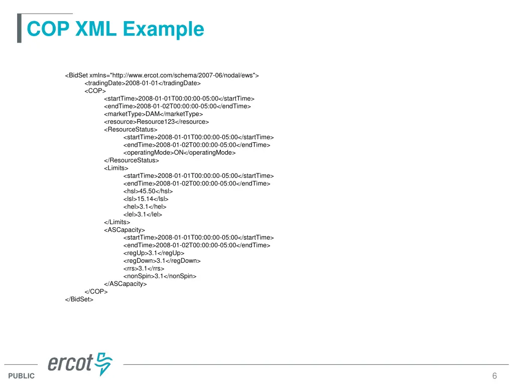 cop xml example